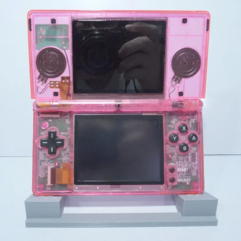 Nintendo DS Lite Transparent Clear Pink Handheld System with Charger & Stylus